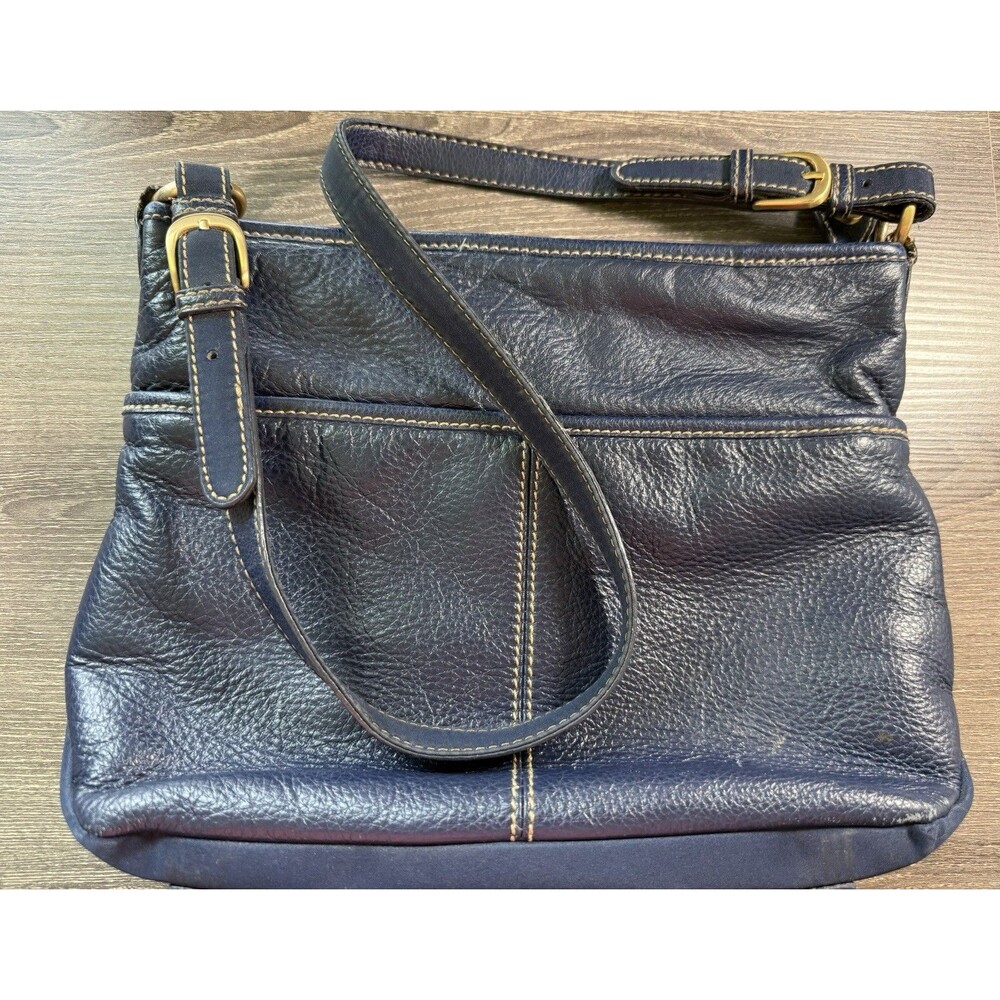 The Sak Black‎ Leather Crossbody Purse Shoulder Bag Pebbled Leather Tan Stitch